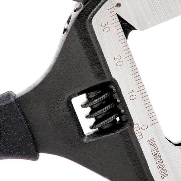 Ключ розвідний 150 мм, прогумована рукоятка, розведення губок 34 мм, CrV INTERTOOL XT-0040 XT-0040 фото