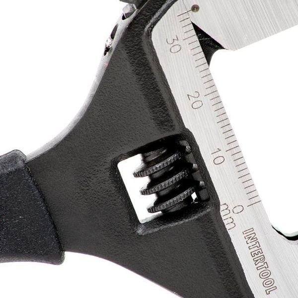 Ключ розвідний 150 мм, прогумована рукоятка, розведення губок 34 мм, CrV INTERTOOL XT-0040 XT-0040 фото