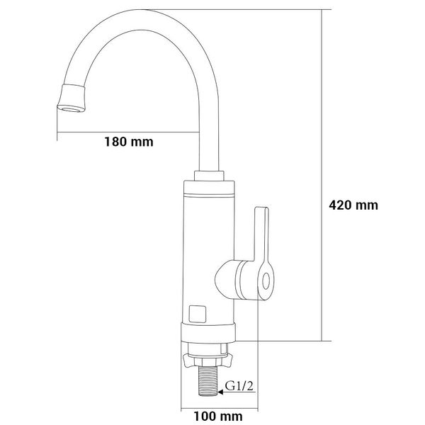 Кран-водонагрівач проточний HZ 3.0кВт 0.4-5бар для кухні гусак вухо на гайці (C) AQUATICA HZ-6B143C (9791110) 9791110 фото