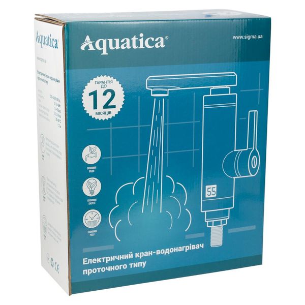 Кран-водонагрівач проточний JZ 3.0кВт 0.4-5бар для кухні гусак вухо на гайці AQUATICA JZ-6B141W (9793103) 9793103 фото