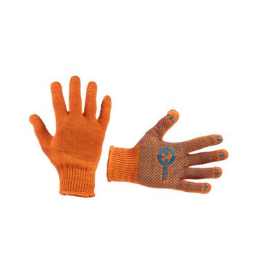 Перчатка х/б трикоиж с точечным покрытием PVC на ладони (оранжевая) INTERTOOL SP-0131 SP-0131 фото