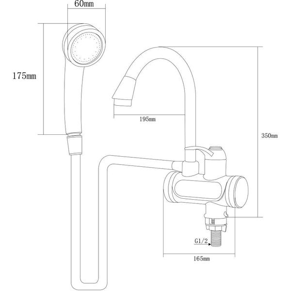 Кран-водонагрівач проточний JZ 3.0кВт 0.4-5бар для ванни гусак вухо на гайці AQUATICA JZ-6C141W (9793203) 9793203 фото