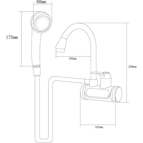 Кран-водонагрівач проточний JZ 3.0кВт 0.4-5бар для ванни гусак вухо настінний AQUATICA JZ-7C141W (9793213) 9793213 фото