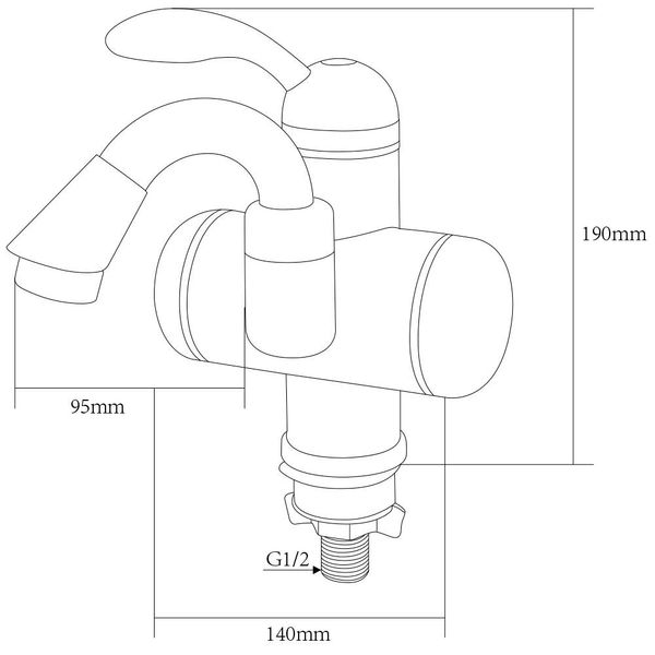 Кран-водонагрівач проточний LZ 3.0кВт 0.4-5бар для раковини гусак вигнутий на гайці AQUATICA LZ-5A111W (9795003) 9795003 фото