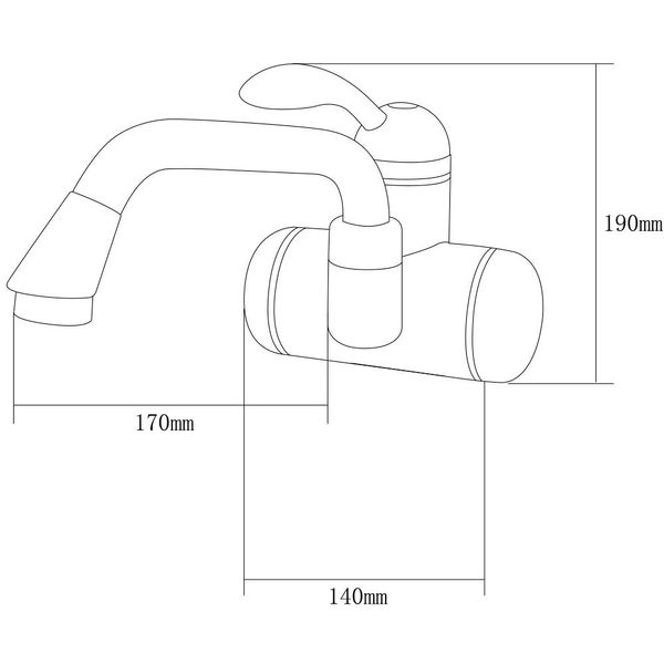 Кран-водонагрівач проточний LZ 3.0кВт 0.4-5бар для раковини гусак вигнутий довгий настінний AQUATICA LZ-6A211W (9795023) 9795023 фото