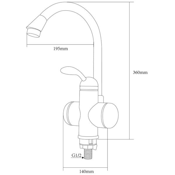 Кран-водонагрівач проточний LZ 3.0кВт 0.4-5бар для кухні гусак вухо на гайці AQUATICA LZ-6B111W (9795103) 9795103 фото