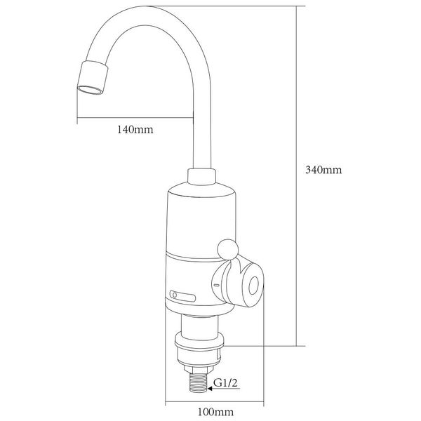Кран-водонагрівач проточний NZ 3.0кВт 0.4-5бар для кухні гусак вухо на гайці AQUATICA NZ-6B112W (9797133) 9797133 фото