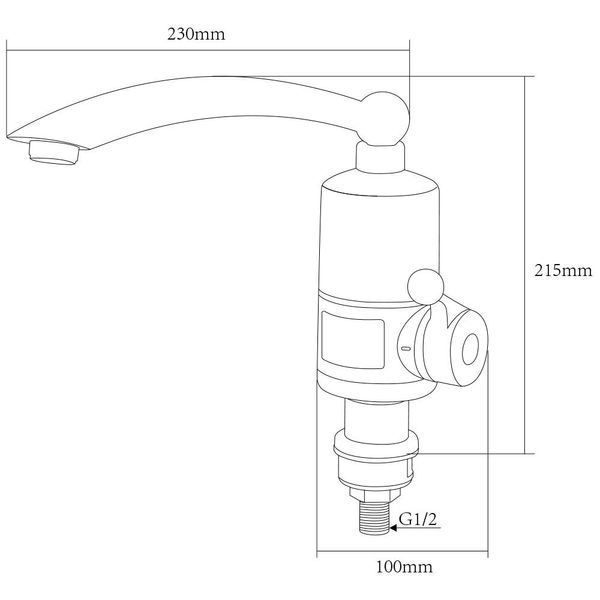 Кран-водонагрівач проточний NZ 3.0кВт 0.4-5бар для кухні гусак прямий на гайці AQUATICA NZ-6B212W (9797122) 9797122 фото