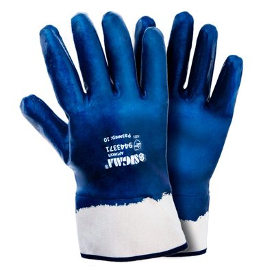 Перчатки трикотажные с нитриловым покрытием (синие краги) 120 пар SIGMA (9443371) 9443371 фото
