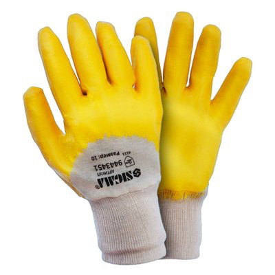 Перчатки трикотажные с нитриловым покрытием (желтые) SIGMA (9443441) 9443441 фото