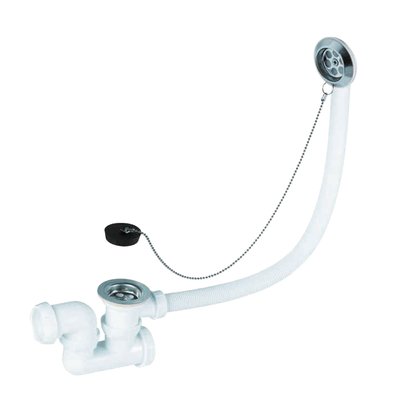 Cифон для ванны с пробкой на цепочке и адаптером Ø40/50мм WIRQUIN (9543420) 9543420 фото