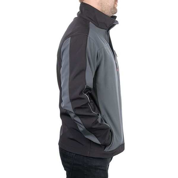 Куртка SOFTSHELL темно сіра-чорна, тришарова, тканина - стрейч 300 GSM 100D з водо- і вітрозахистом, розмір М INTERTOOL SP-3132 SP-3132 фото