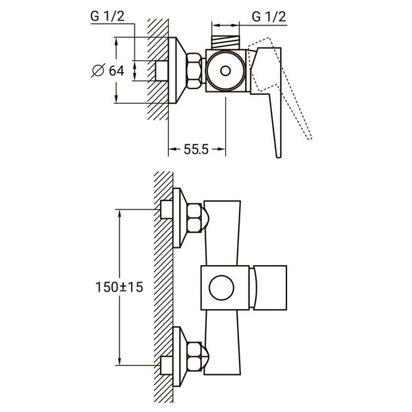 Змішувач HK Ø35 для душа AQUATICA HK-1D130C (9732300) 9732300 фото