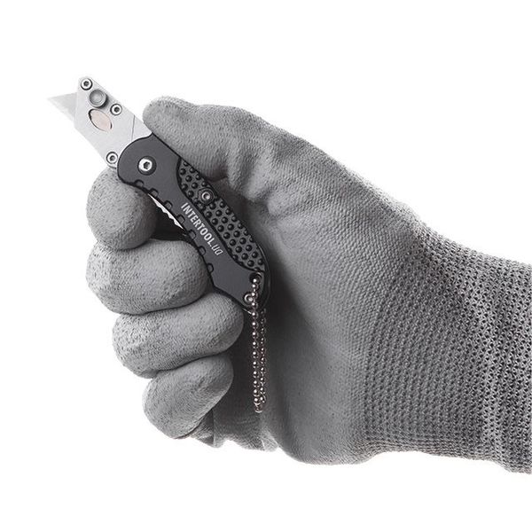 Нож трапецевидный 9 мм мини, складной, SK5, алюминиевая рукоятка INTERTOOL HT-0532 HT-0532 фото